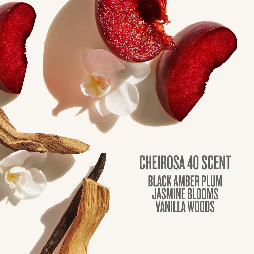 cheirosa 40 scent black amber plum, jasmine blooms, vanilla woods