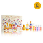 A beauty gift set labeled 'SOL DE JANEIRO' with a cream-colored illustrated box and multiple small cosmetic bottles in orange, yellow, white, pink, and purple arranged in front on a white background. A yellow circular '38% OFF $387 Value' badge appears in the top right.